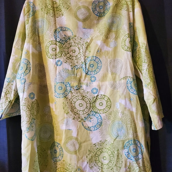 Green and blue cotton print tunic size 18W - Picture 2 of 4